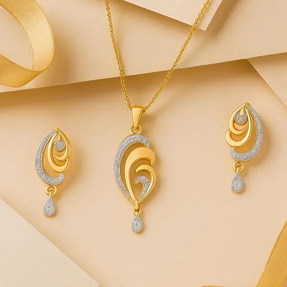 [A8] 24.kt Plated Fancy Fashion Jewellery Designer Necklaces Set for Women 1yr Warranty