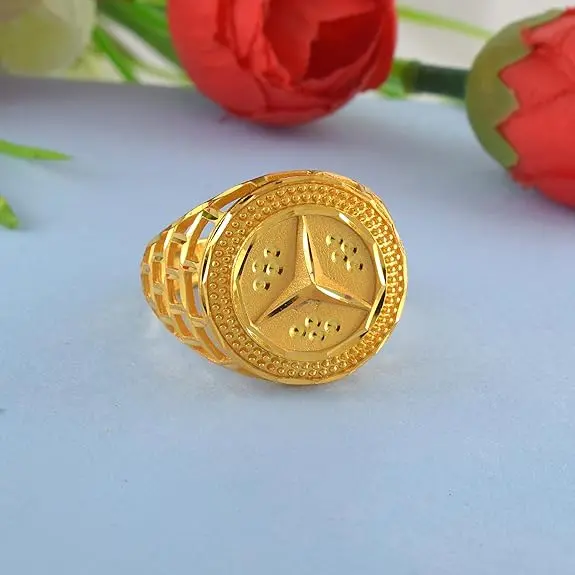 [A19]  Brass 24KT Micron 1 Gram Gold Plated Engagement Wedding rich occasion Finger ring for Men