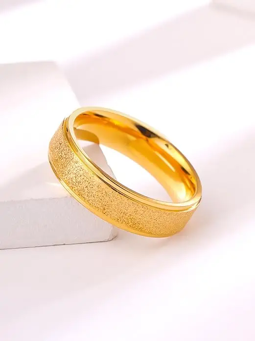 [A20] Rings for Men Western Style Band Rings Titanium Collection Stardust Gold Stainless Steel Rings for Men And Boy's.