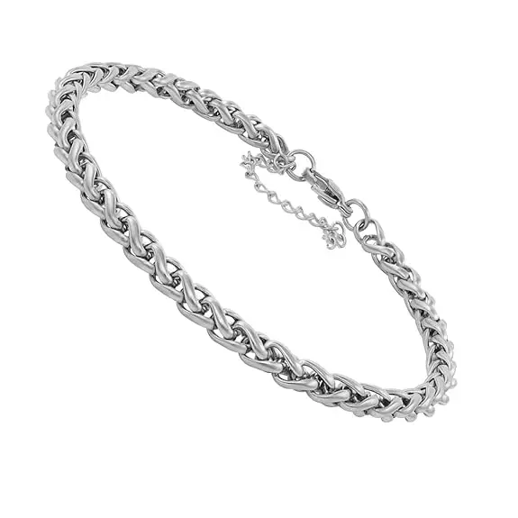 Silver Plated Steel Bracelet For Men & Boys (Gold)